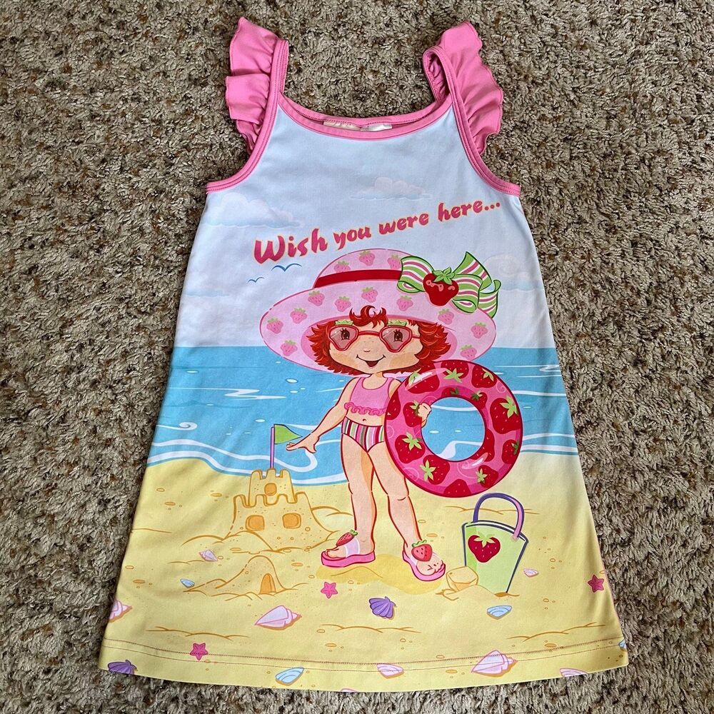 Vintage Strawberry Shortcake Y2K Nightgown Size 6 Pink Nightie